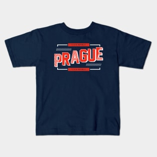 Retro Prague Czech Republic Word Art Vintage Praha Kids T-Shirt